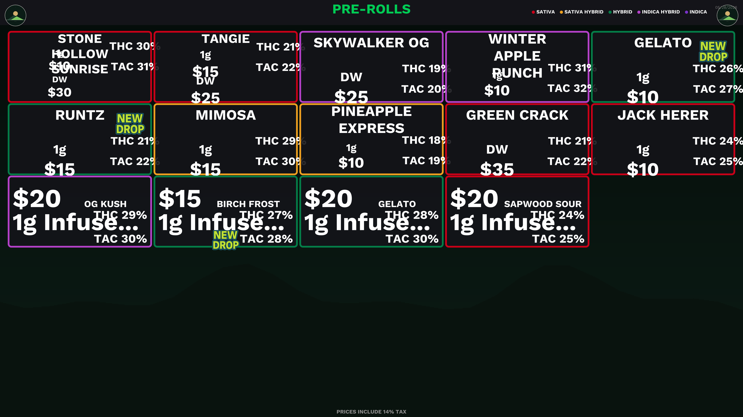 Pre-roll specialty layout, category-tuned